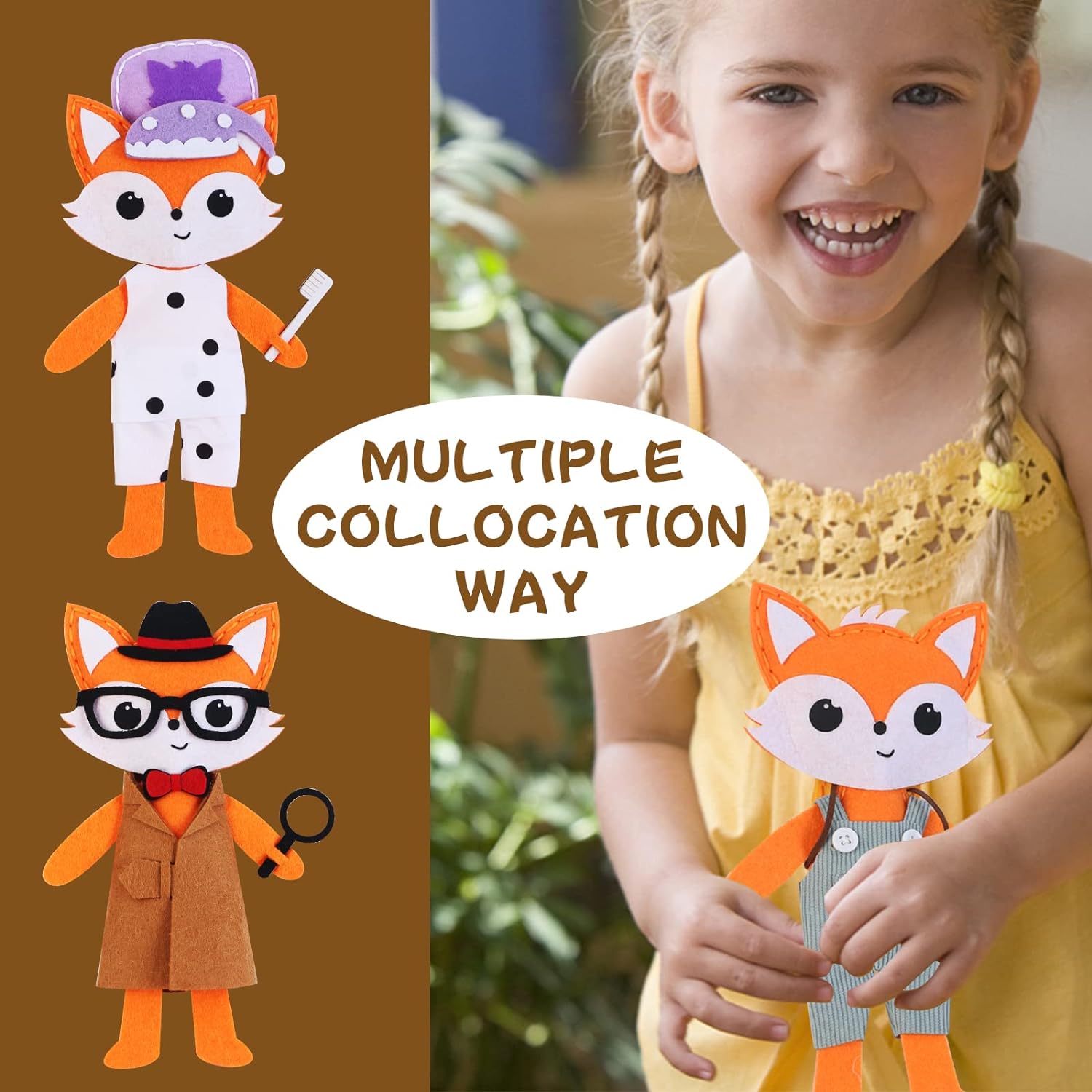 Coola Crafts for Kid Ages 6-12,3PC Sewing Crafts,Get a Fox Friend,Learn to  Make 1 Easy-to-Sew Stuffie with Clothes & Accessories,Art & Craft kit for